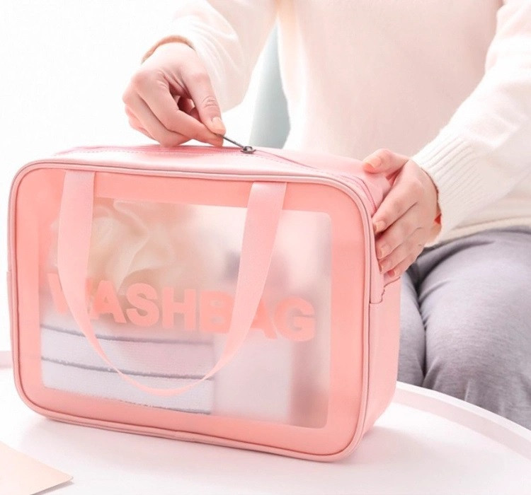 Набір прозорих сумок-косметичок Washbag Pink 30см 26см 20см Вінниця - фото 4