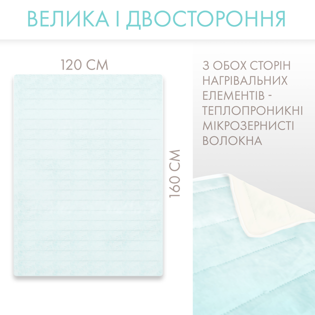 Електричне простирадло Yasam 120×160 см із підігрівом Бірюзовий Вінниця - фото 4