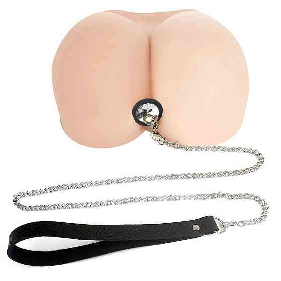 Силіконова анальна пробка Art of Sex Metal Anal Plug with Leash size S з повідцем Black Sex Aura Київ