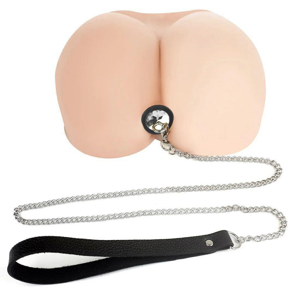 Силіконова анальна пробка Art of Sex Metal Anal Plug with Leash size S з повідцем Black Sex Aura Київ - фото 4
