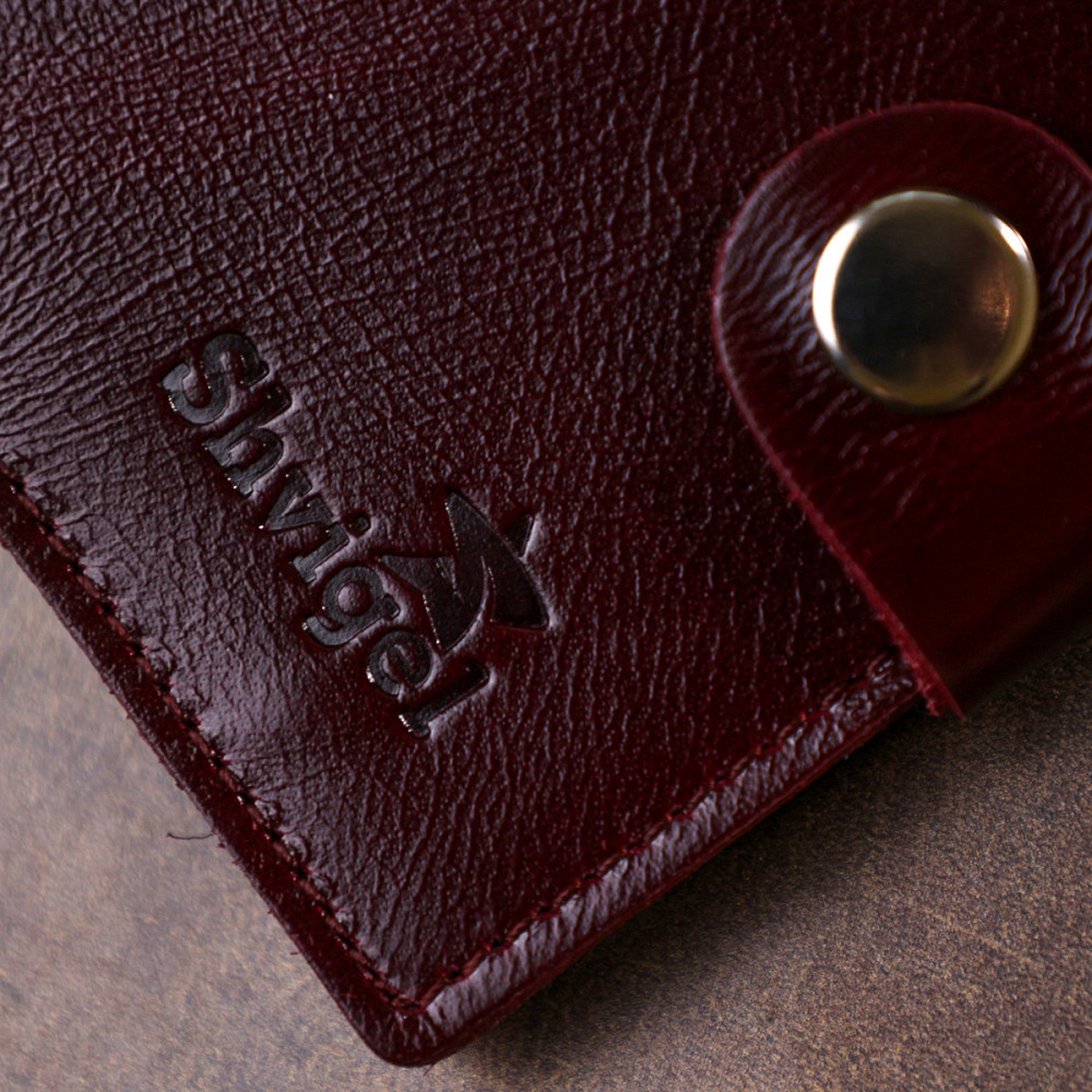 Жіноче глянсове шкіряне портмоне Shvigel 16484 Бордовий Київ - фото 10