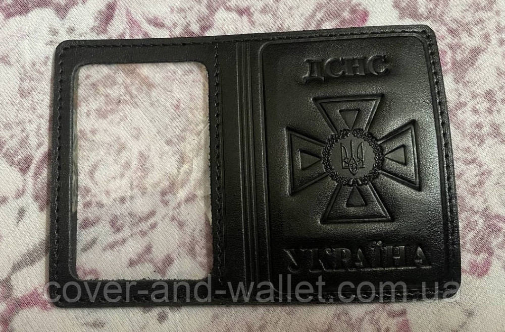 Кожаная обложка на пластиковое удостоверение ДСНС с шевроном Киев - изображение 8