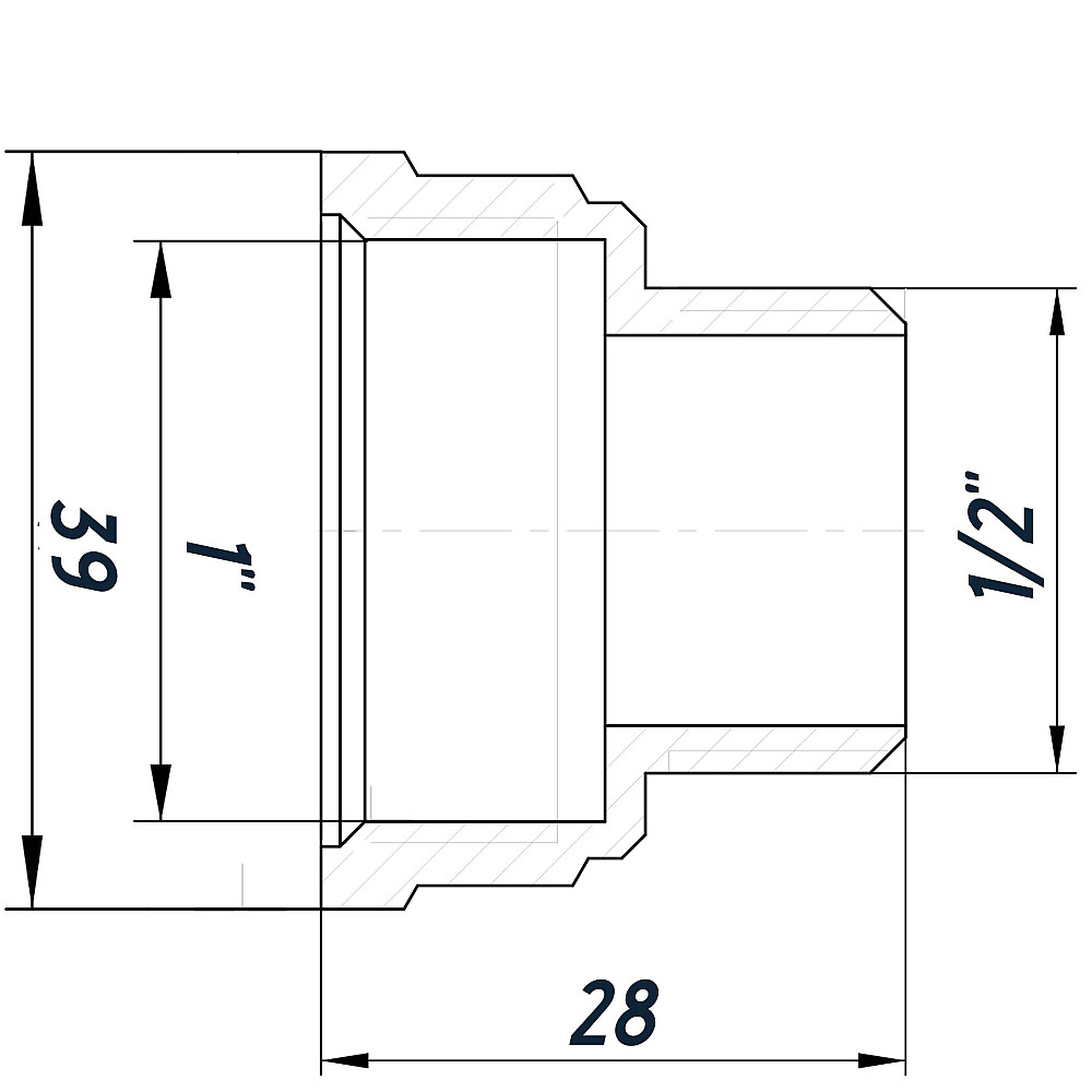 Перехідник редукційний 1″х1/2″ВЗ нікельований восьмигранний NK533O OPTIMUM Тернопіль - фото 3