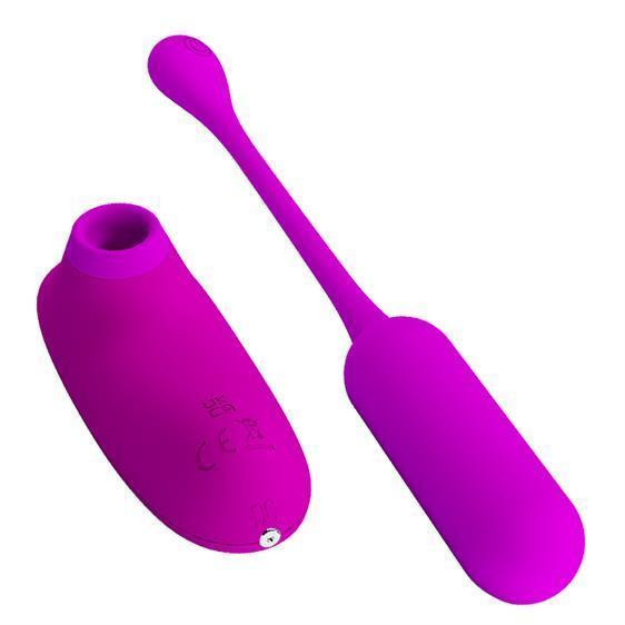 Віброяйце з кліторальним стимулятором - Pretty Love Curupira Multifunctional 2 in 1 Purple Sex Aura Київ - фото 3