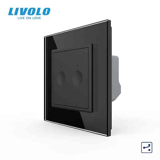LIVOLO Сенсорний прохідний/перехресний вимикач Sense 2 сенсора Livolo чорний (722000412) Коломыя