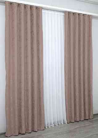 Комплект готових штор VR-Textil Льон мармур Pavliani № 1174ш Пудровий 100х270 см 2 шт (31-607) Київ