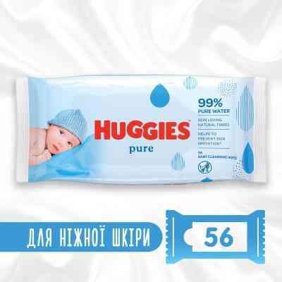 Дитячі вологі серветки Huggies Pure 56 шт (5029053550039) Вінниця