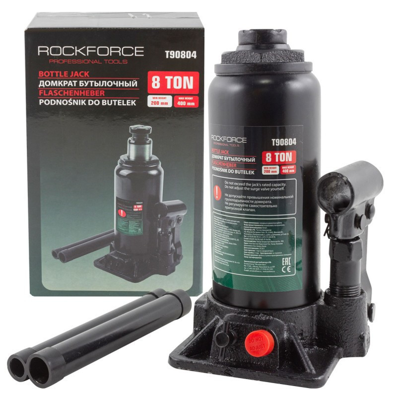 Домкрат пляшковий 8т (200-400мм) з клапаном ROCKFORCE RF-T90804 DS Одесса - изображение 1