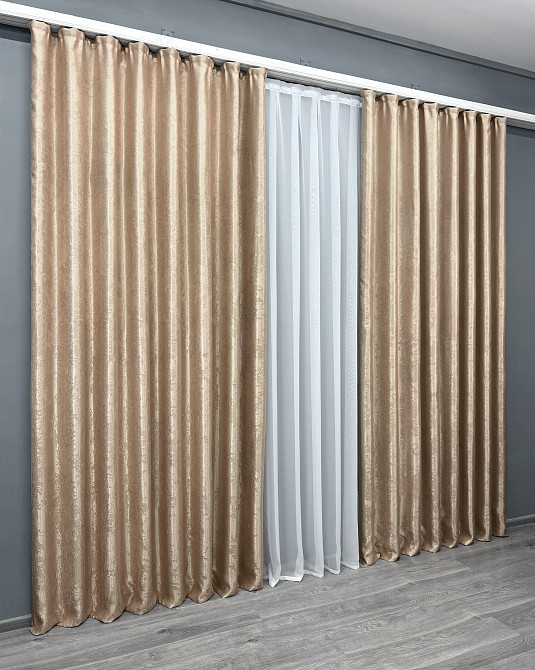Комплект готовых штор VR-Textil Софт № 2038ш Бежевый 200х270 см 2шт (32-420) Киев - изображение 4