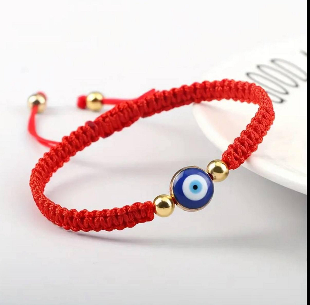 Красный браслет с «лым глазом» — амулет на защиту, регулируемый шнурок Киев - изображение 1
