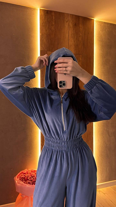 Жіночий стильний повсякденний комбінезон велюр плюш Джинс, 42/44 Одеса - фото 8