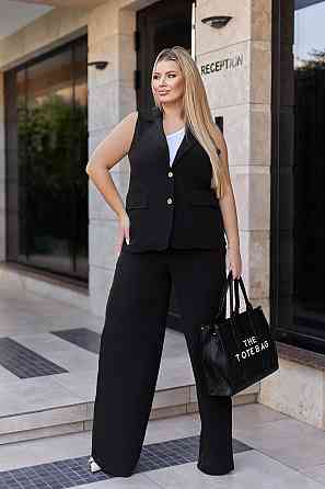 Жіночий брючний костюм з жилетом "Rakel" | Батал Чорний, 50-52 Київ