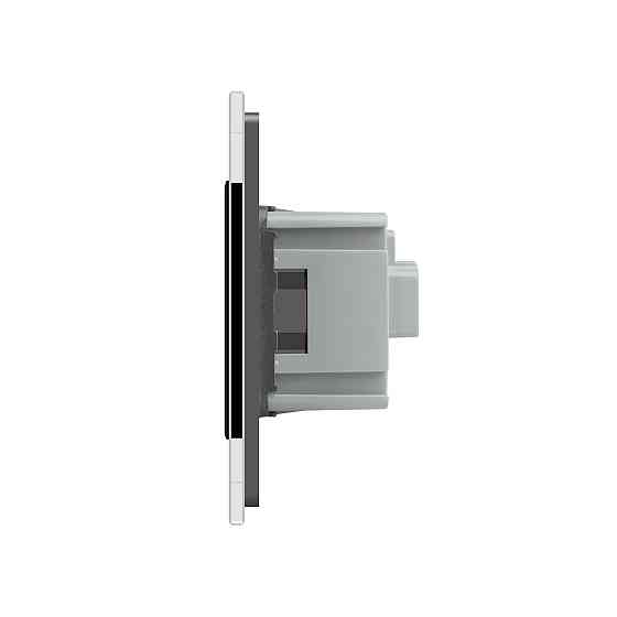 LIVOLO Електрична розетка з заземленням LIVOLO, сіра з чорною вставкою, шторки, скло, 250В 16А Коломия