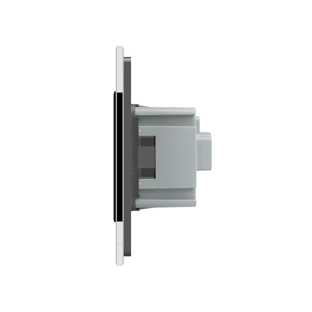 LIVOLO Електрична розетка з заземленням LIVOLO, сіра з чорною вставкою, шторки, скло, 250В 16А Коломия - фото 4