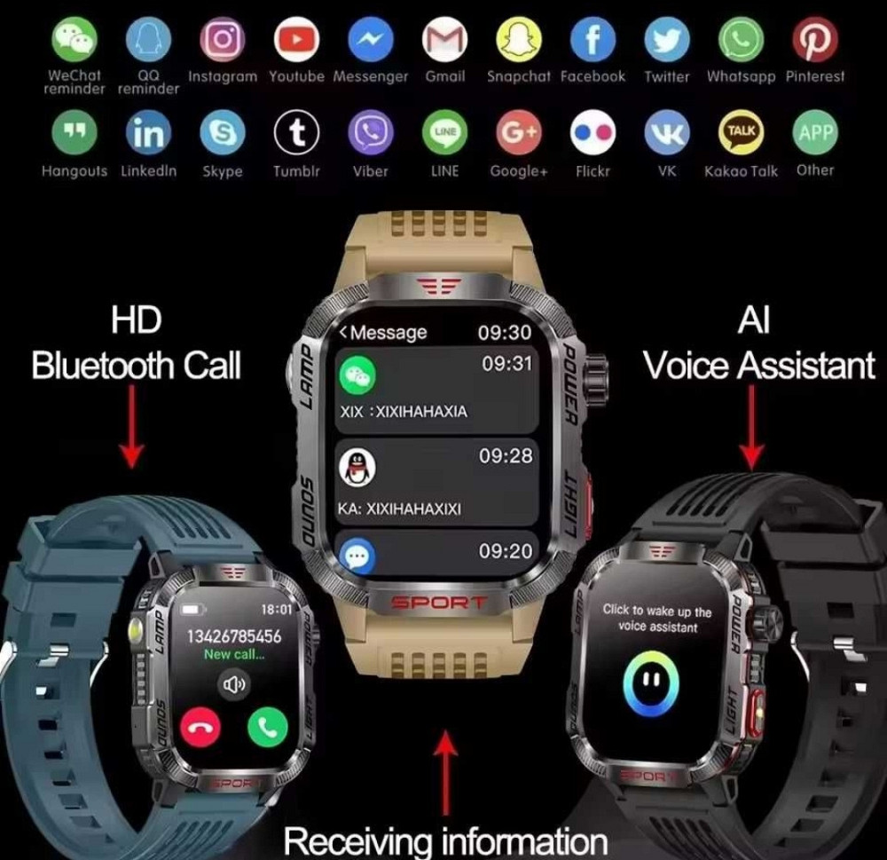 Смартгодинник: LIGE HT29. NFC. Compass. Barometr. LED-ліхтарик. Київ - фото 7