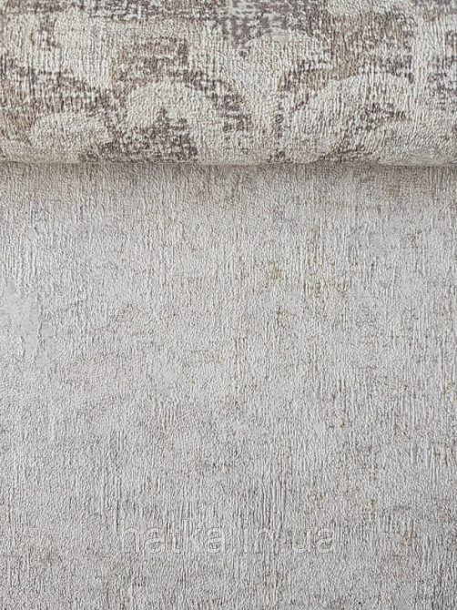 Шпалери метрові вінілові на флізелін Grandeco ATB однотонні під тканина гобелен пісочний з сріблом Київ - фото 1