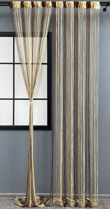 Шторы-нити с люрексом Венге с ореховым и молочным 300х300см 1 шт (61-078) Киев - изображение 2