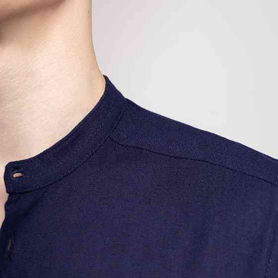 Мужская весенняя рубашка с длинным рукавом темно-синяя Pobedov Orion Киев