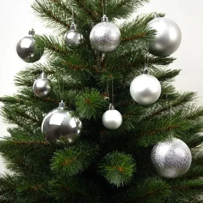Елочная игрушка House Of Seasons Шарики Пластик 46 шт D4 см D6 см D8 см Серебристые (8720967923458) Винница - изображение 2