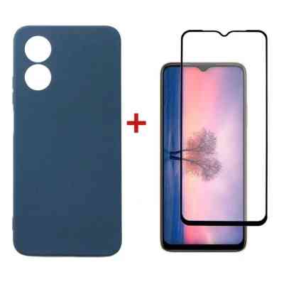 Чехол для мобильного телефона Dengos Kit for OPPO A17 case + glass (Blue) (DG-KM-01) Винница