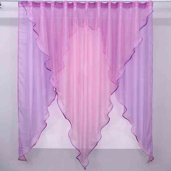 Кухонна фіранка VR-Textil № 009к бузковий з рожевим 280х170 см (50-315) Киев