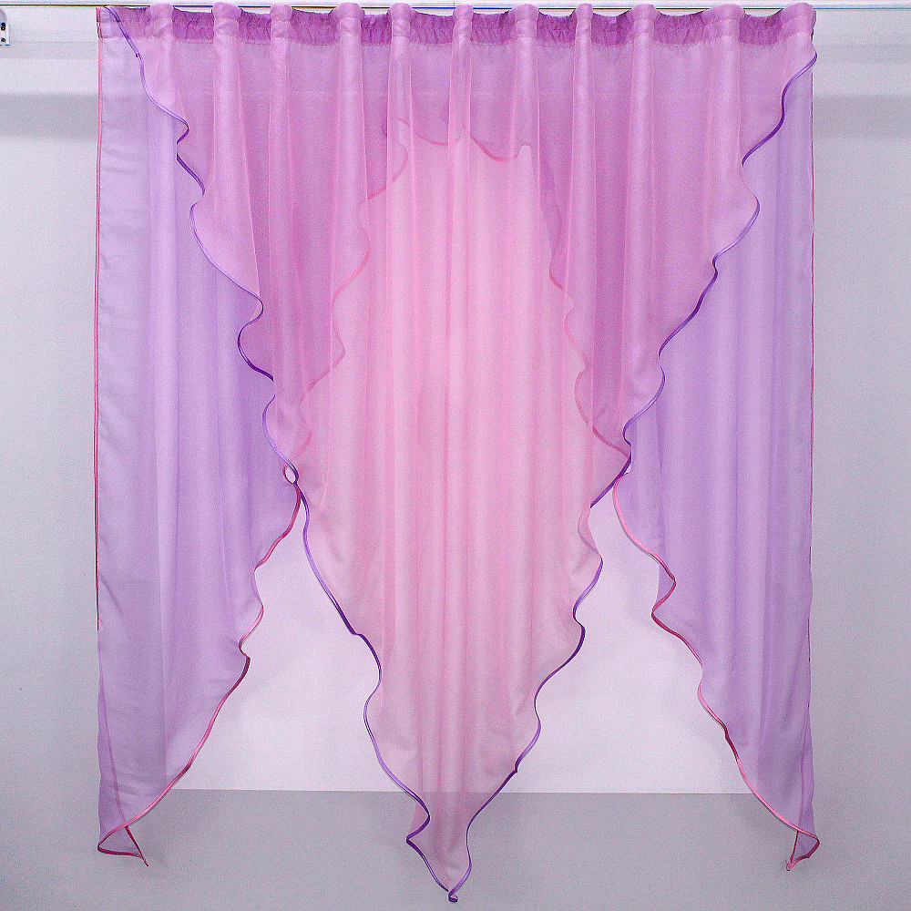 Кухонна фіранка VR-Textil № 009к бузковий з рожевим 280х170 см (50-315) Киев - изображение 1