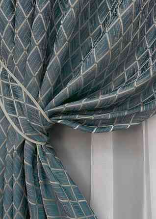 Шторна тканина жакард, колекція "RUBI" колір темно-лазурний з молочним 1761ш Київ