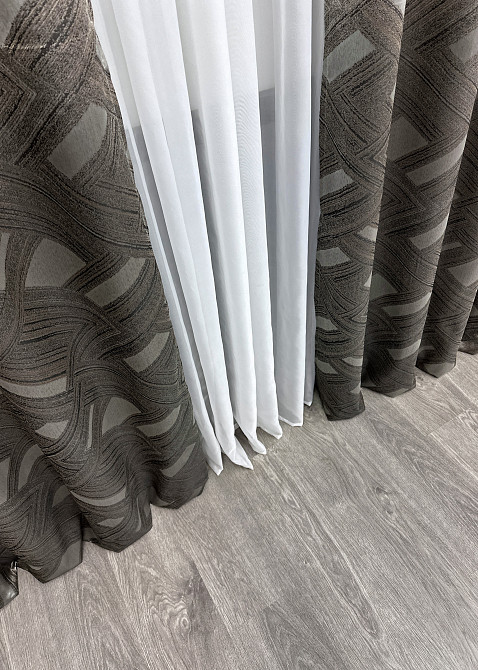 Комплект штор на люверсах VR-Textil Жаккард Mystery № 1626ш Капучино 150х280 см 2 шт (37-0179) Киев - изображение 7