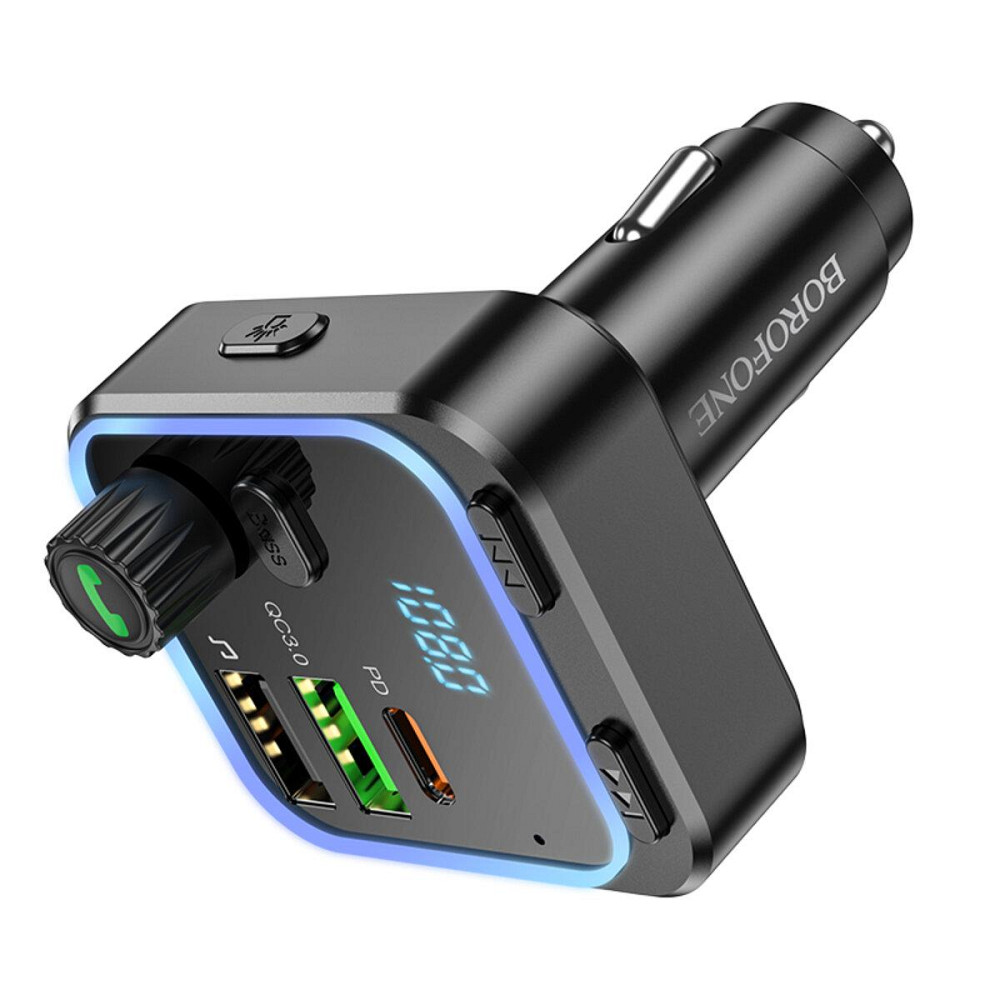 Автомобильное зарядное устройство с FM-модулятором BOROFONE BC53 Highway PD20W+QC3.0 car BT FM transmitter 18W Одесса - изображение 4