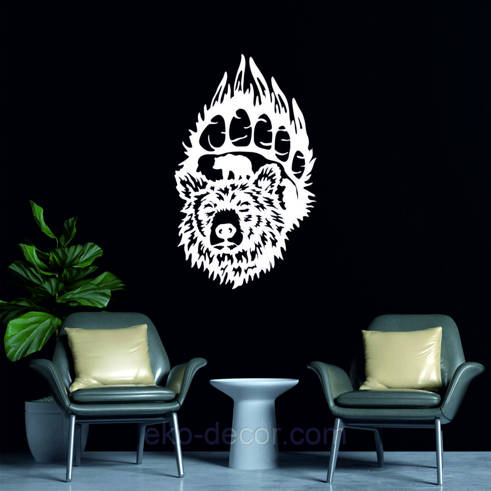 Настінне Панно «Ведмідь», Декор на стіну 50*32 см, Білий Київ - фото 2