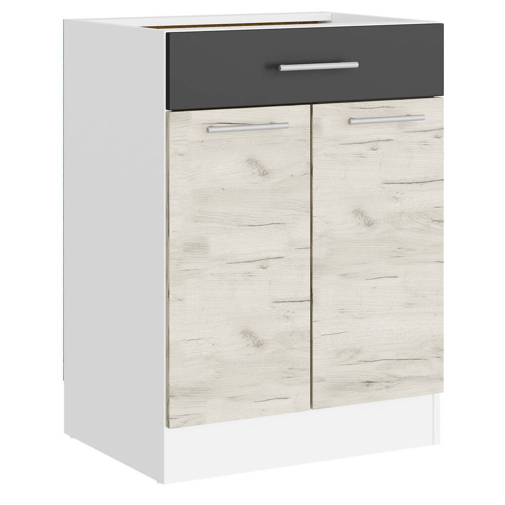 Кухонный модуль нижний с шухлядой Эверест Эко 600 дуб крафт белый/графит/белый (без столешницы) 60х46х82 см (DTM-071023) Львов - изображение 1