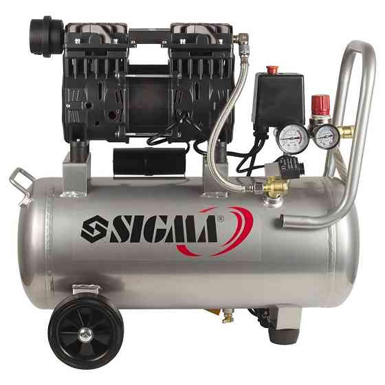 Компрессор двухцилиндровый безмасляный 1.1кВт 1400об/мин 160л/мин 8бар 58дБ 24л SIGMA (7042521) Ровно