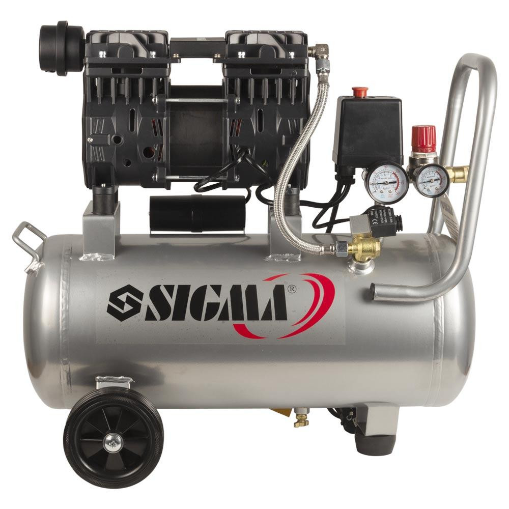 Компрессор двухцилиндровый безмасляный 1.1кВт 1400об/мин 160л/мин 8бар 58дБ 24л SIGMA (7042521) Ровно - изображение 3