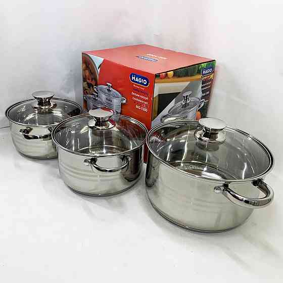 Набор кастрюль для дома с антипригарным покрытием MAGIO MG-1200 6 шт, Кастрюли с прозрачными крышками NZ-67 Ивано-Франковск