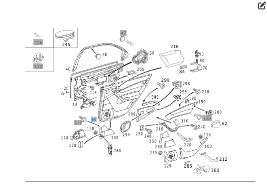 Mercedes-Benz  A2207302270 9B50 Карта задніх правих дверей шкіра колір "антрацит" S-class short W220 Одесса