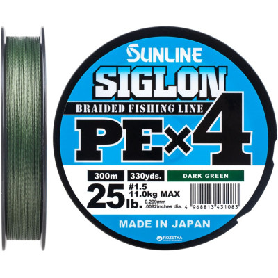 Шнур Sunline Siglon PE н4 300m 1.5/0.209mm 25lb/11.0kg Dark Green (1658.09.48) Вінниця - фото 1