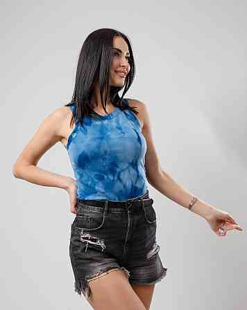 Облягаюча майка тай-дай Ripple 46-48, Синий Киев