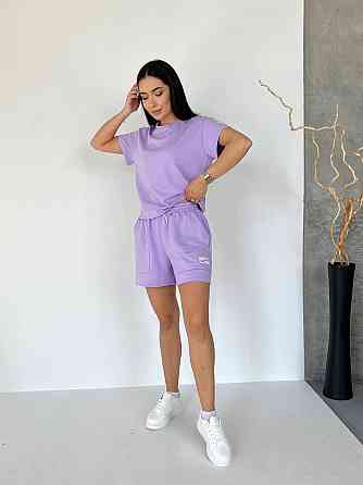Женский летний прогулочный костюм двойка: футболка и шорты двунитка Лаванда, 42/46 Одесса