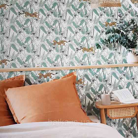 Шпалери вінілові на флізелін Caselio The Place to bed 0.53х10 м листя квіти білі рисі золотисті на рожевому Київ