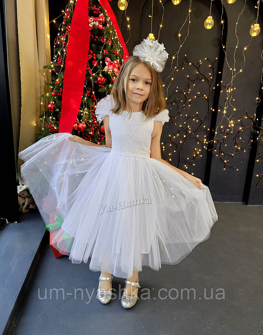Сукня Сніжинка Біле ошатне плаття для дівчинки з паєтками Кривий Ріг - фото 3