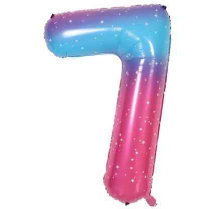 Кулька цифра 7 фольгована з принтом зірок 40 дюймів різнобарвний Київ