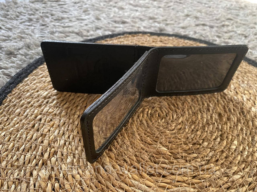 Шкіряна обкладинка для ID-паспорта та авто документів з гербом України на три відділення P-Leather Київ - фото 4