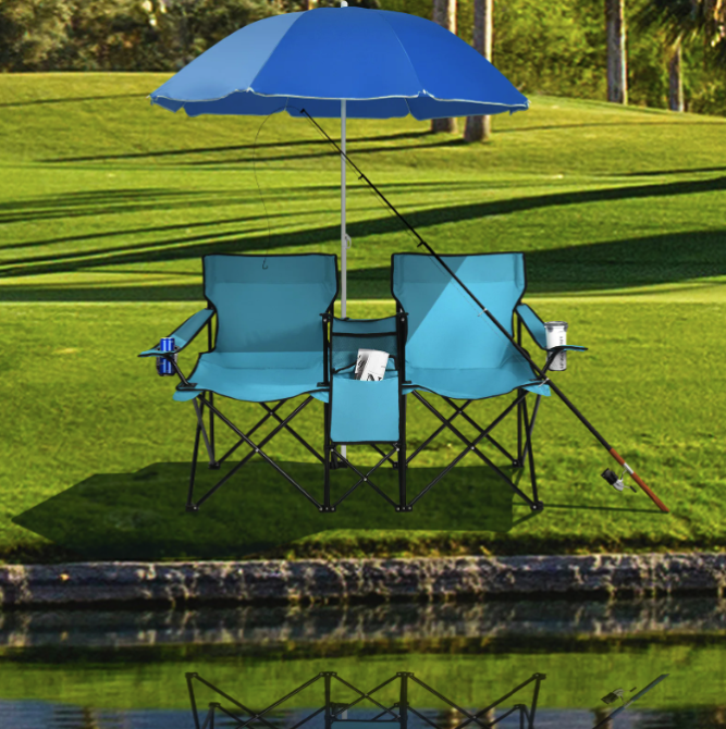 Комплект розкладних стільців Costway Parma з парасолькою бірюзовий Киев - изображение 4