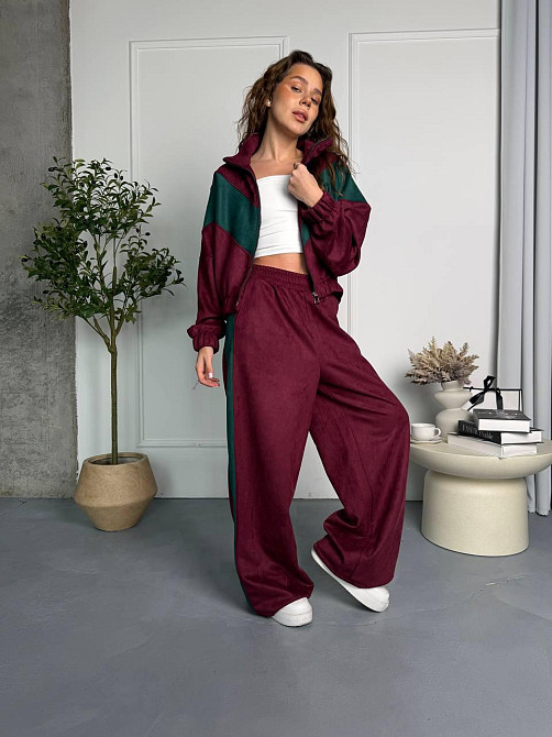 Женский стильный повседневный костюм двойка из замша на дайвинге Одесса - изображение 8