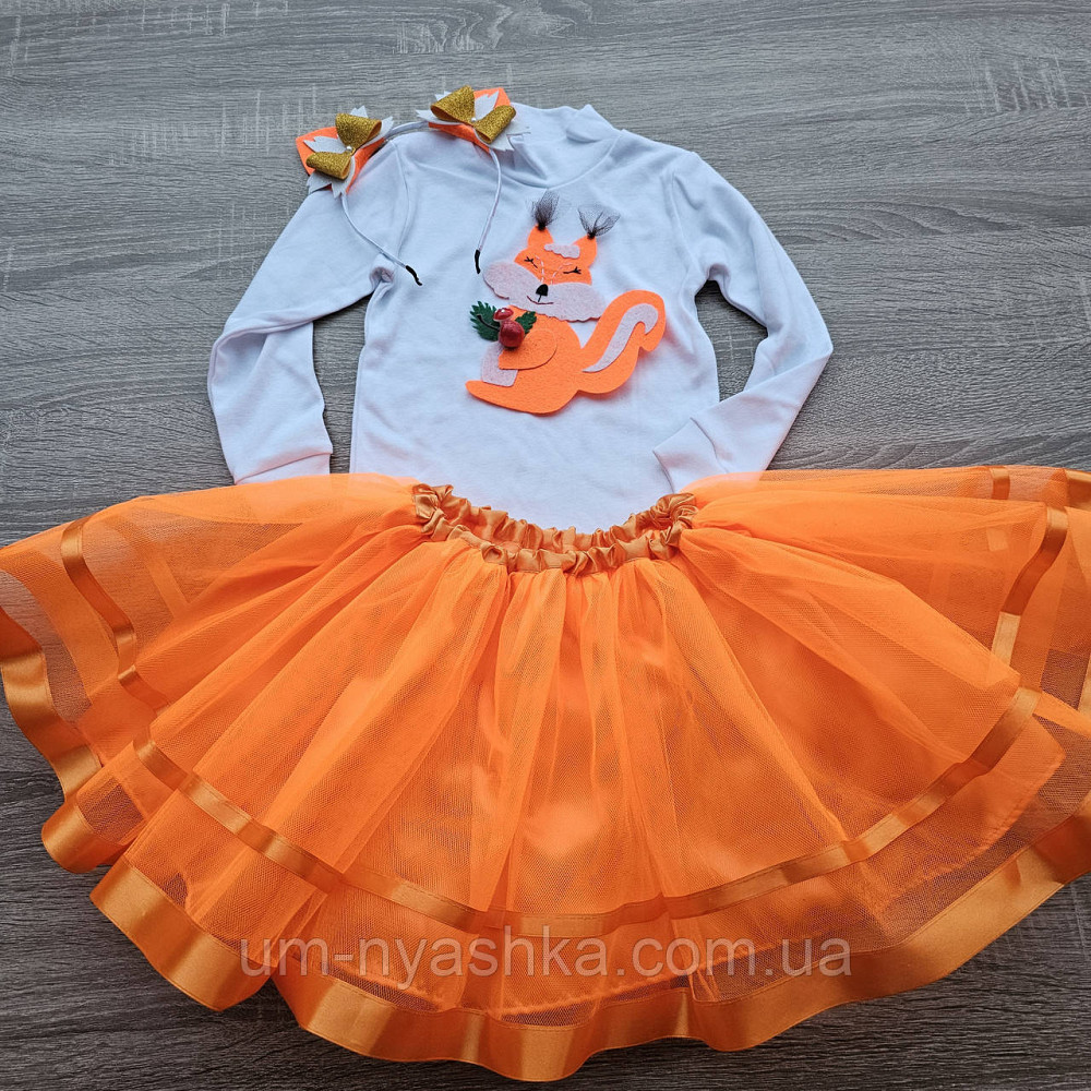 Красивый костюм белочки оранжевая юбка + нашивка на гольфик + ушки Кривой Рог - изображение 1