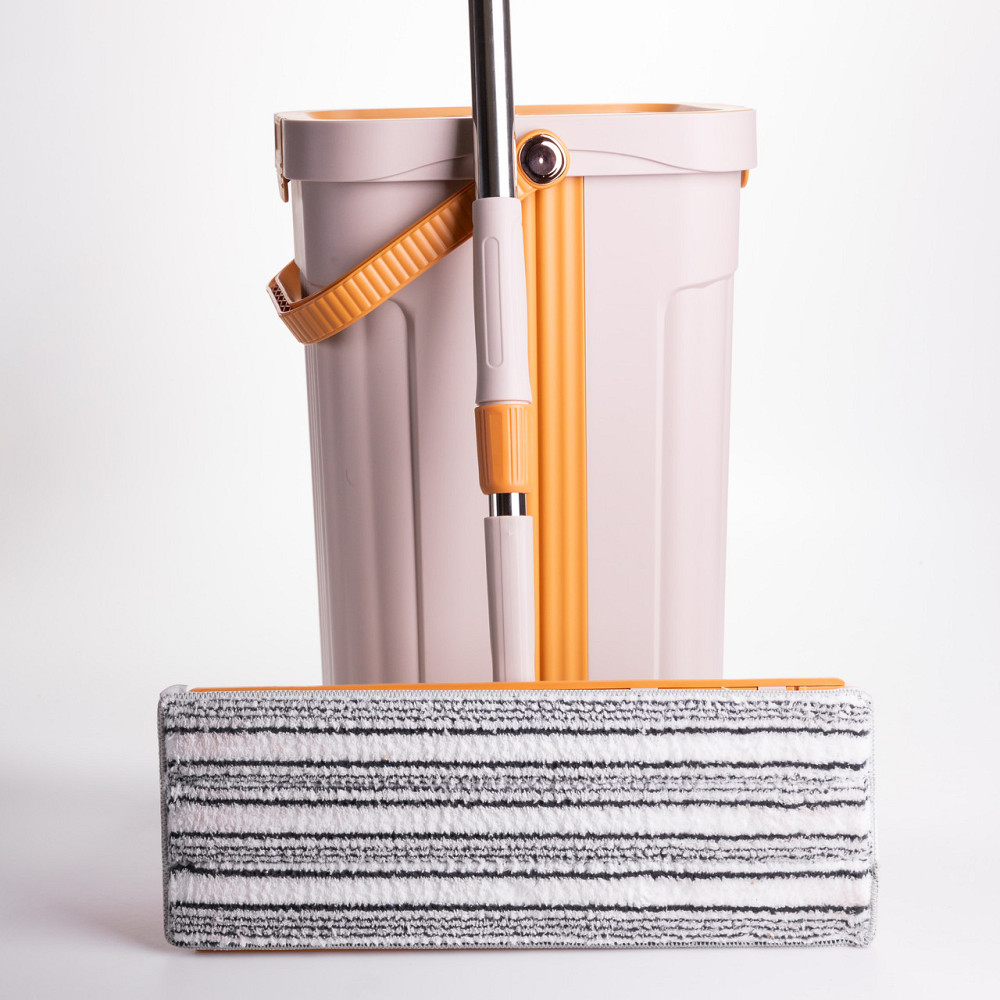 Швабра з відром 16 л для миття підлоги з віджимом плоска насадка з мікрофібри набір для прибирання будинку HP-35015-58 Київ - фото 8