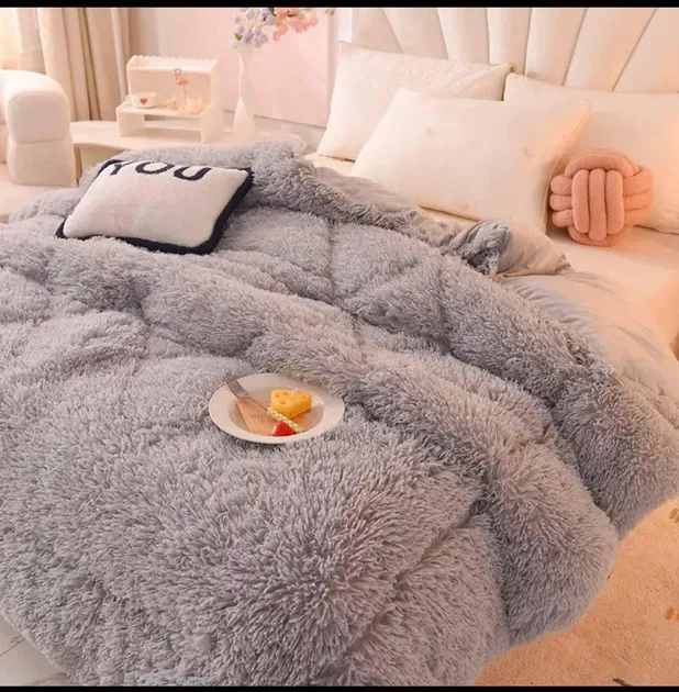 Постельное белье зимнее Верх мех, внутренняя часть хлопок Серый Евро 200х220 см Киев - изображение 9