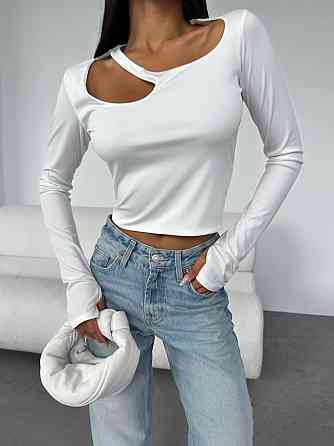 Жіночий стильний топ із вирізом мікродайвінг Молочний, 44/46 Одеса