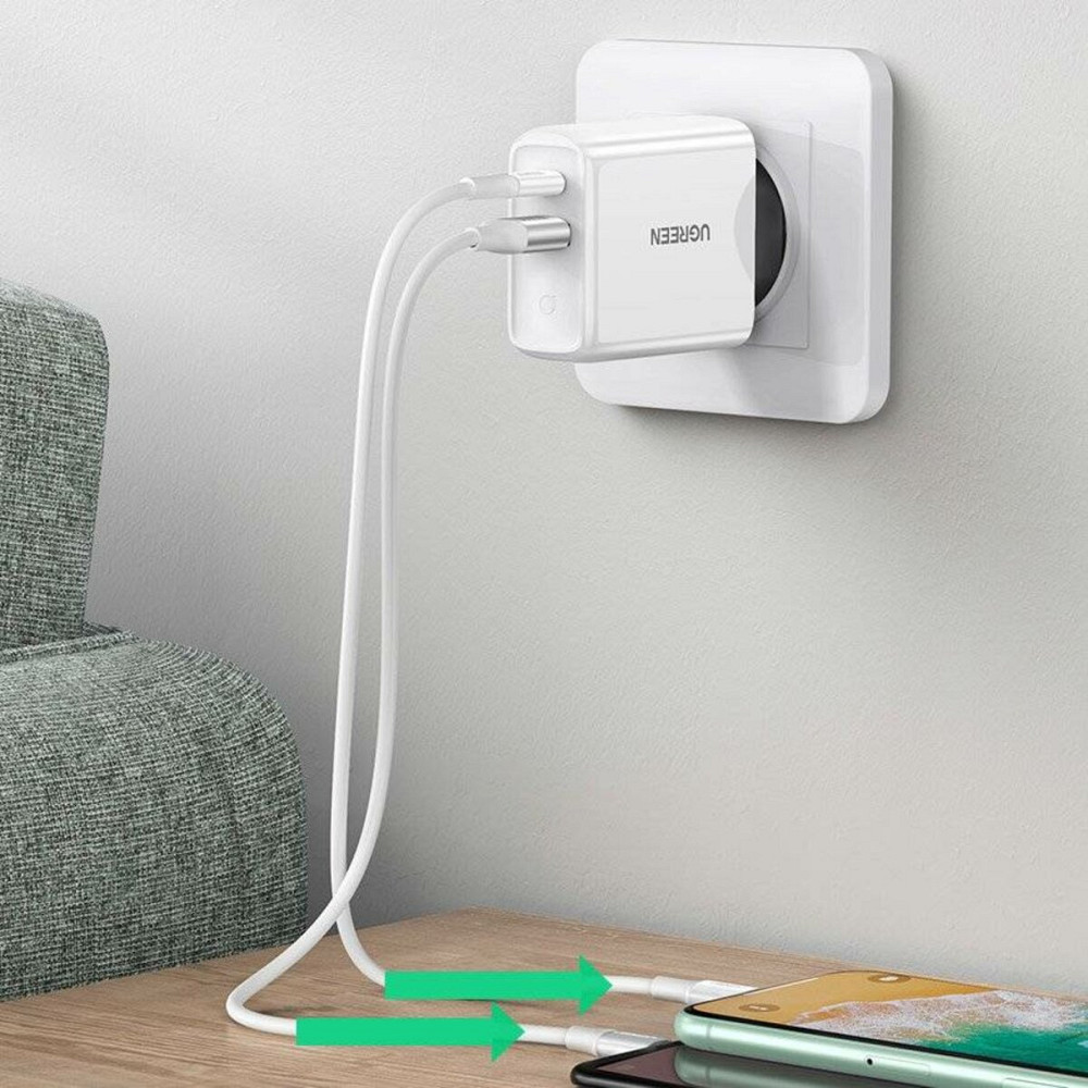 Зарядний пристрій UGREEN CD170 38W USB-C Wall Charger EU (White) (UGR-60468) Киев - изображение 5