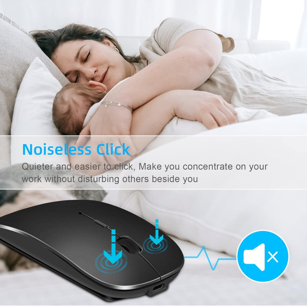 Бездротова мишка LEAPEST Dual Mode Black — преміум миш Bluetooth 5.1 + 2.4 ГГц з адаптером Type-C для MacBook, iPad та ПК Київ - фото 6